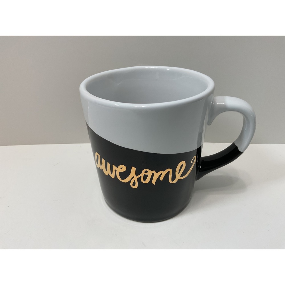 Formation Brands Awesome Coffee Mug 13oz Black White Gold Colorblock Ceramic